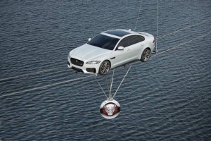 The all-new Jaguar XF performs the world's longest high-wire water ...