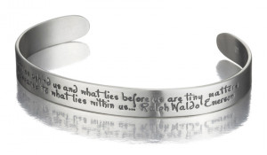 What lies within us Ralph Waldo Emerson Sterling Silver Cuff Bracelet