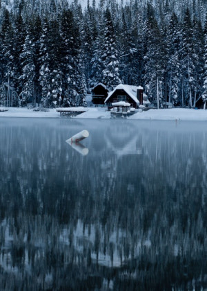 secluded winter cabin