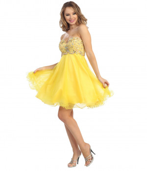 2014 Prom Dresses Yellow Mint Chiffon Beaded Sweetheart Short Prom