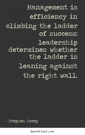 ... ladder of success; leadership determines whether the ladder is leaning