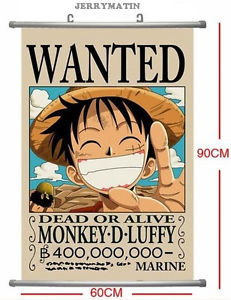 ... Monkey D Luffy wanted poster Plastic rod scroll fabric Wall Paintin