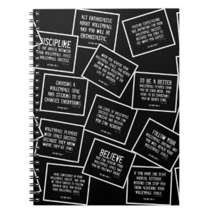 Volleyball Quotes Notebook in Black and White