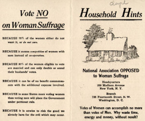 ... distributed by the National Association Opposed to Woman Suffrage