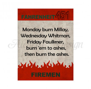 Fahrenheit 451 Ray Bradbury Book Quote Vintage Poster - Instant ...