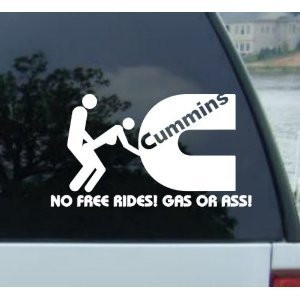 NO FREE RIDES decal for CUMMINS DECALS Dodge Ram Turbo Diesel 2500