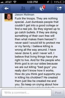 ... Holman. You've just become the most hated man in America! #military