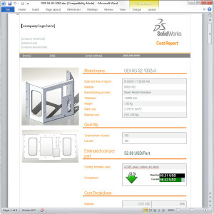 Generate your quotations automatically with SolidWorks Costing module