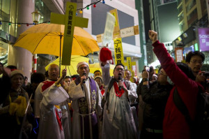 Pro-democracy protesters from a politically active Christian church ...