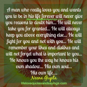 ... loves you and wants you to be in his life forever will never give you