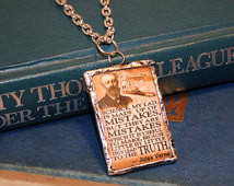 Jules Verne Science Quote Glass Pendant