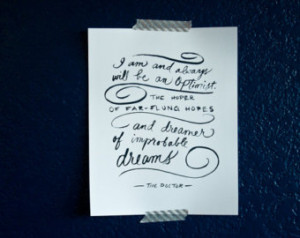 ... , BBC, Hoper and Dreamer, Nerdy Quote, Typography Quote, 8x10 Print