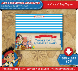 Jake and the Neverland Pirates Treat Bag Toppers | Jake Birthday Party ...