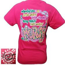 ... Chics Funny Scrub Wearin Nurse CNA RN Girlie Bright Pink T Shirt