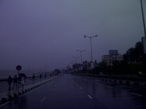 Rain Cleansing Mumbai's Marine Drive early July morning