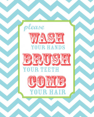 Kids Bathroom - Wash Your Hands, Brush Your Teeth, Comb Your Hair ...