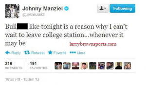 ... Johnny Manziel tweets that he 'can’t wait to leave College Station