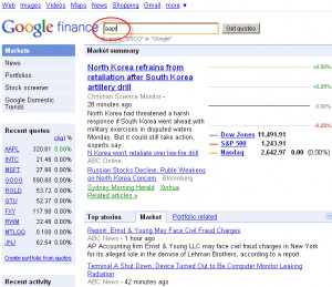 From the Google Finance main page, type in the stock symbol - in this ...