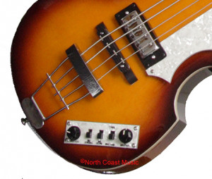 Note the slim, almost guitar-like strings of the Hofner 'Beatle' bass ...