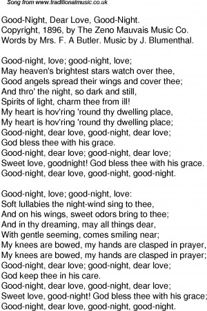 American Old Time Song Lyrics: 52 Good Night Dear Love Good Night