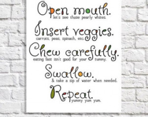 Kitchen Art Print Eat Your Veggies Quote Vegetable Poster Vegetarian ...