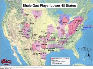 Map of the major shale gas plays in the lower 48 states including the ...