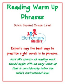Reading Warm Up Phrases Dolch Second Grade Level