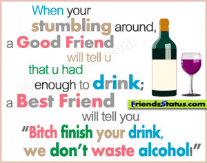 Don’t waste alcohol funny friends status