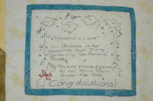 Sherry Benbow - Label on Graduation quilt for granddaughter