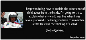 keep wondering how to explain the experience of child abuse from the ...