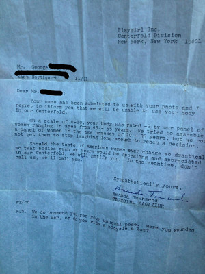 This is purported to be a rejection letter from the 1970s. According ...