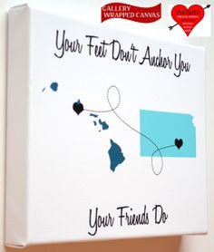 Canvas Best Friend Long Distance Map Gift: Going Away Present Best ...