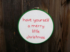 Embroidery Hoop Art- Christmas Quote Merry Christmas Carol