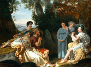 Charles Nicolas Rafael Lafond, “Sappho sings for Homer,” 1824