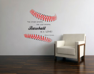 BASEBALL IS A LOVE baseball stitche s vinyl wall decal Gumbel quote ...