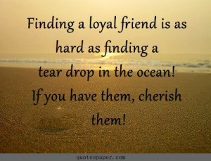 Finding a loyal friend is as hard as finding a tear drop in the ocean ...