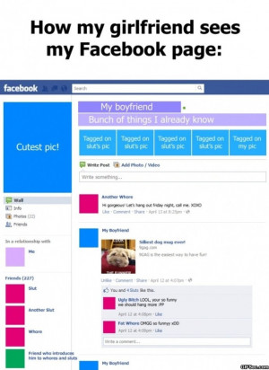 How my girlfriend sees my Facebook page