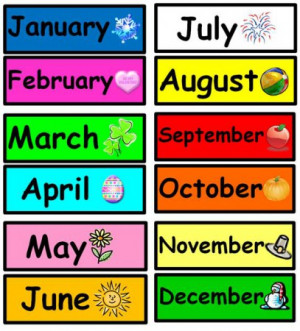 Months of the Year Calendar