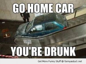 go home car drunk escalator stairs crashed crash funny pics pictures ...
