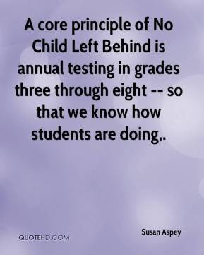 core principle of No Child Left Behind is annual testing in grades ...