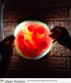 We cut a watermelon super thin and held it in front of a light ...