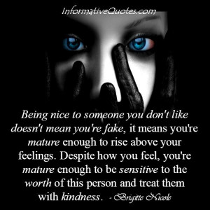 Being nice to someone you don’t like doesn’t mean you are fake