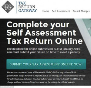 The home page of Tax Return Gateway, the alleged copycat site that ...
