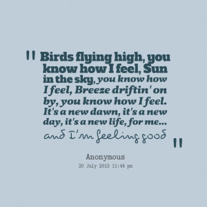 Quotes Picture: birds flying high, you know how i feel, sun in the sky ...