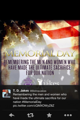 ... Day: John Piper, Mark Driscoll, TD Jakes Tweet Memorial Day Wishes