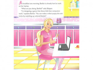 At breakfast one morning, Barbie is already hard at work on her laptop ...