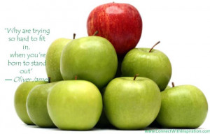 ... Inspirational Quote, Individuality, Oliver James, Pile of Apples