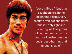bruce lee quotes Love is like a friendship caught on fire. In the ...