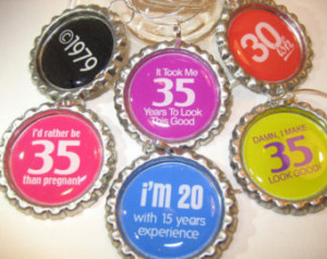 Wine Glass Charms,Bottlecap wine gl ass charms, 35th Birthday Charms ...
