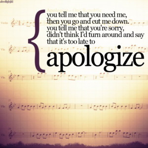 圖片標題： To Late To Apologize Song
